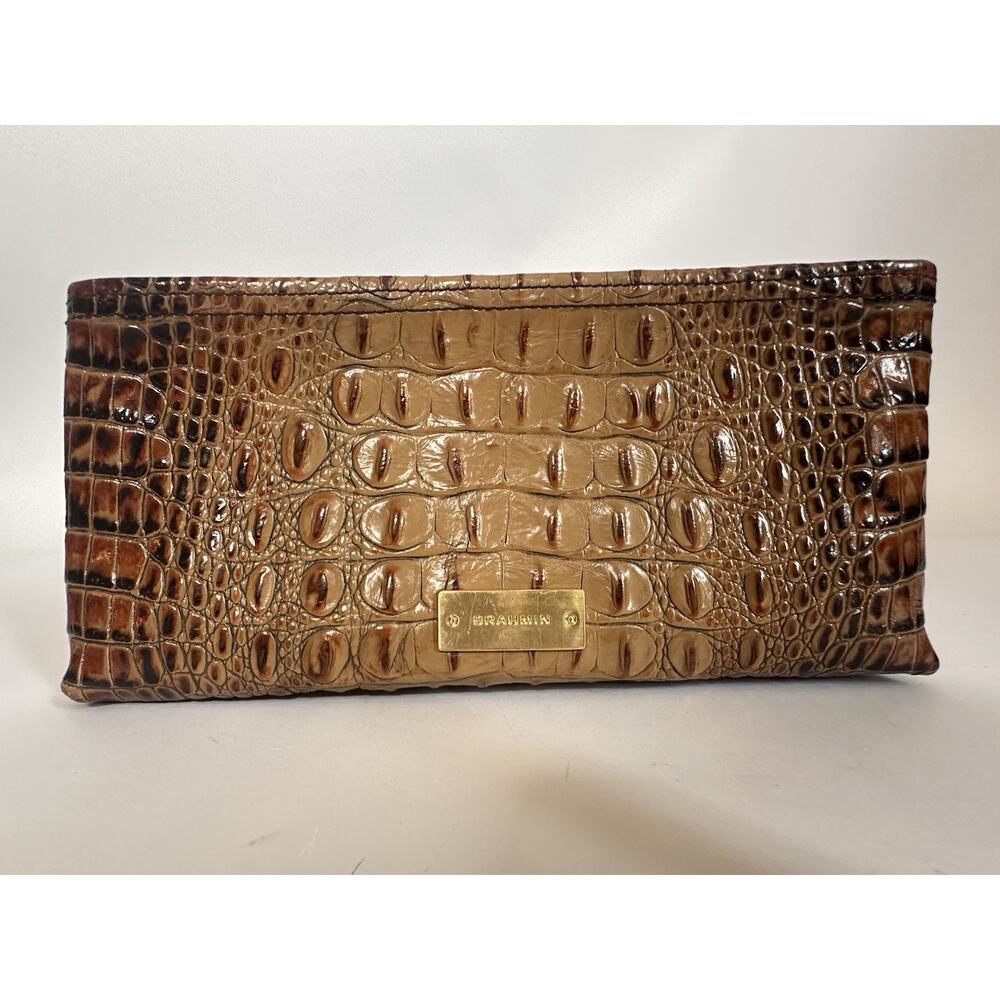 BRAHMIN CLUTCH Alligator Multi Orange Colors One Of A Kind